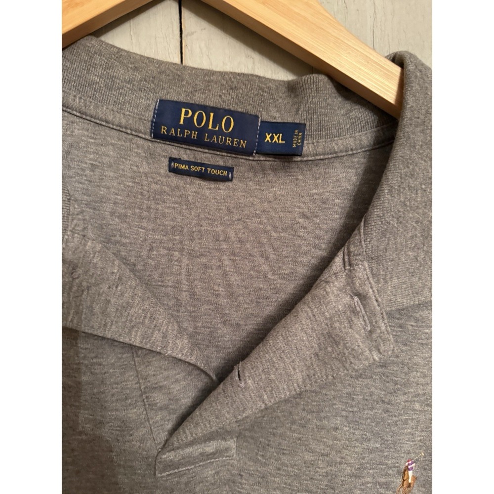 Polo Ralph Lauren Polo Shirt Mens Sz-XXL‎ Pima Soft Touch Heather Gray Golf - Picture 7 of 8